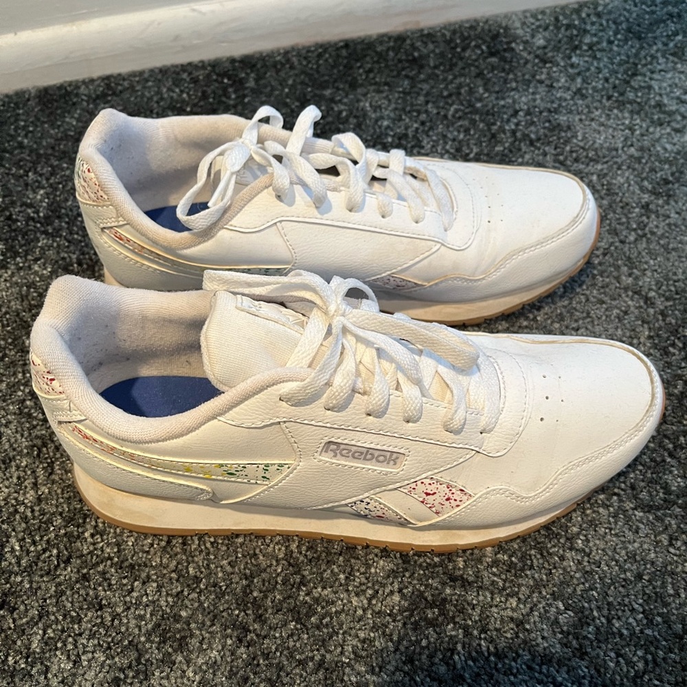 Reebok limited Edition Harman run white with paint splatter sneakers